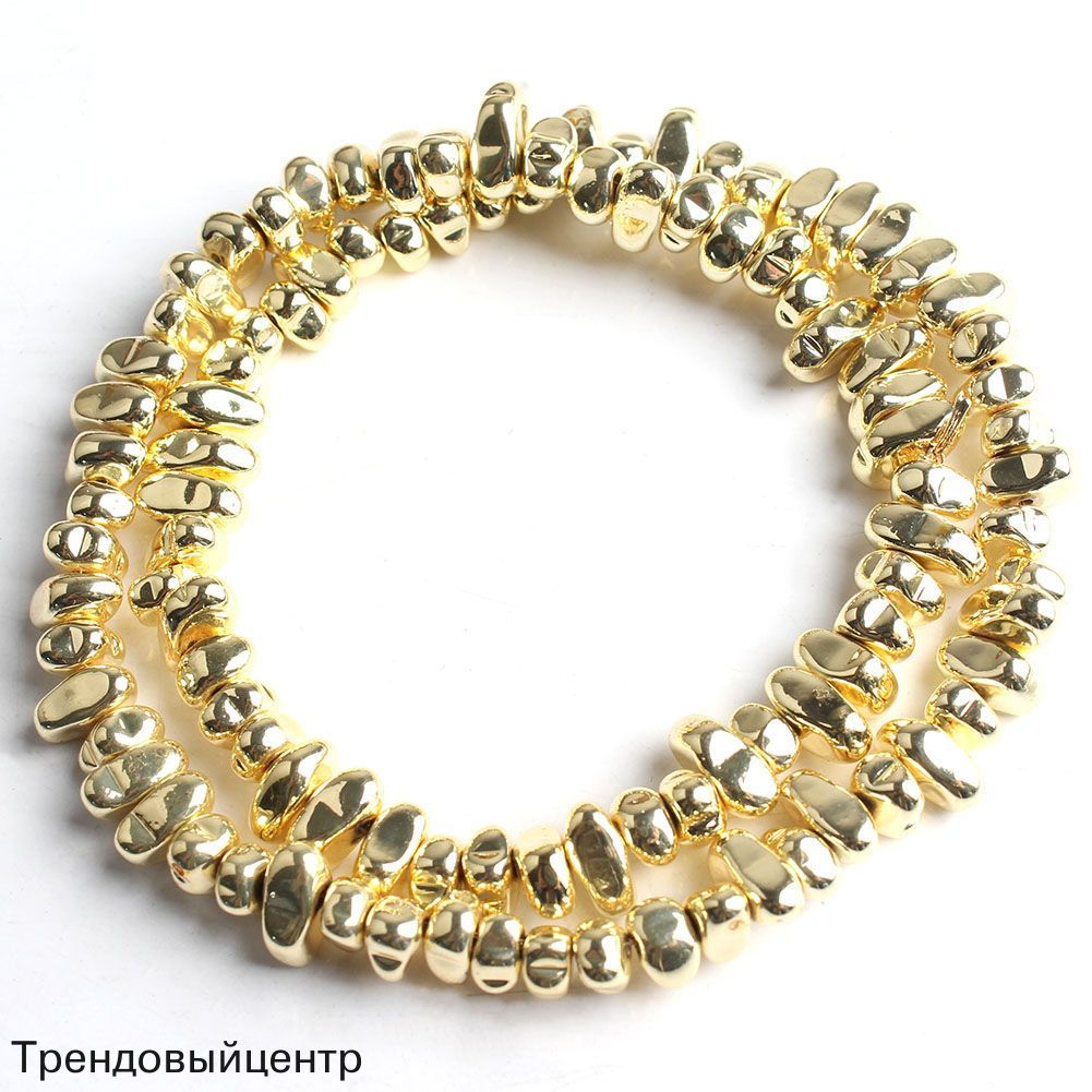 Бусины из гематита неправильной формы 5-10 мм, нитяные бусины (80-90 шт.) Золотой