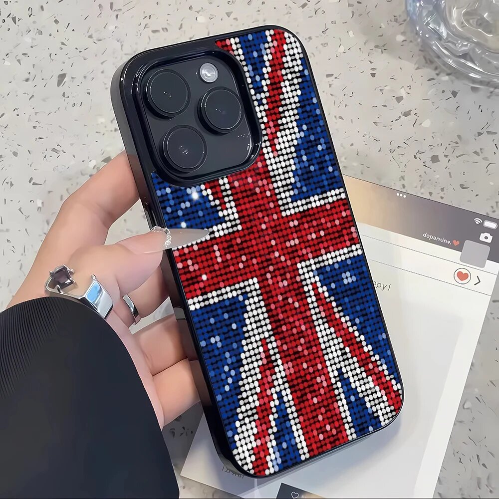 Чехол для телефона с флагами США и Великобритании для iPhone 17, 16, Черный, Black a, For iphone 17