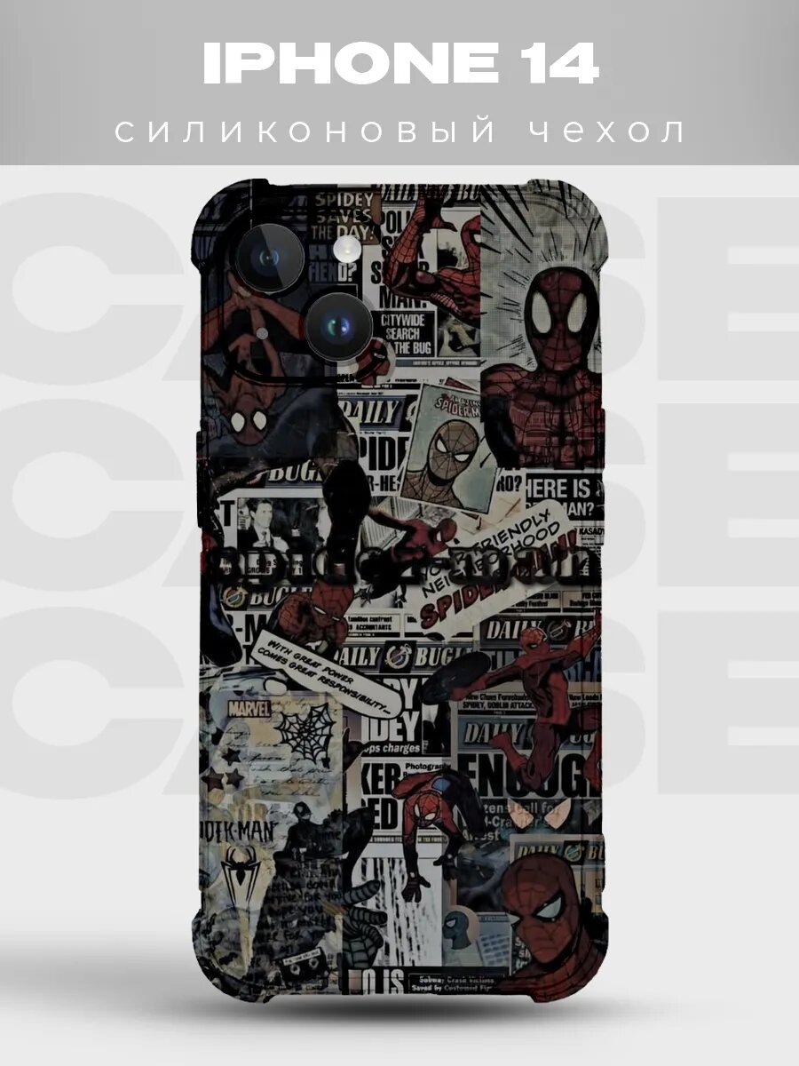 Чехол на iPhone 14 Человек-паук spiderman комикс spider man