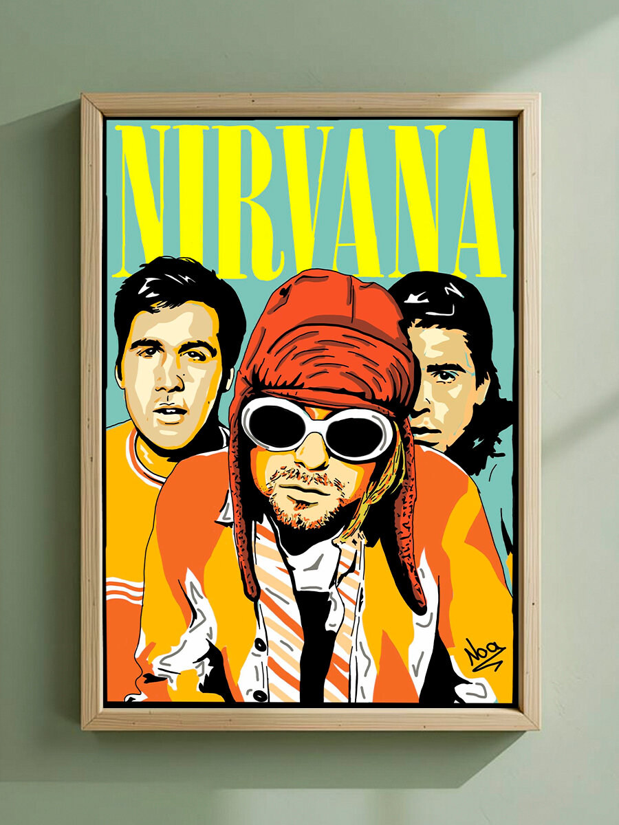 Постер, плакат на стену "Нирвана - Рок Группа / Nirvana" 42 см х 29,7 см (А3), Без Рамы