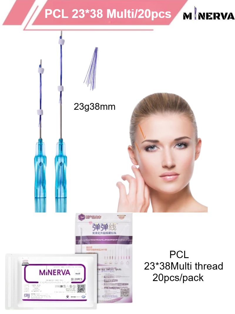 Нити Minerva PCL Multi С Насечками Для Подтяжки Лица, 23G 38 Мм, 20 Штук В Упаковке.