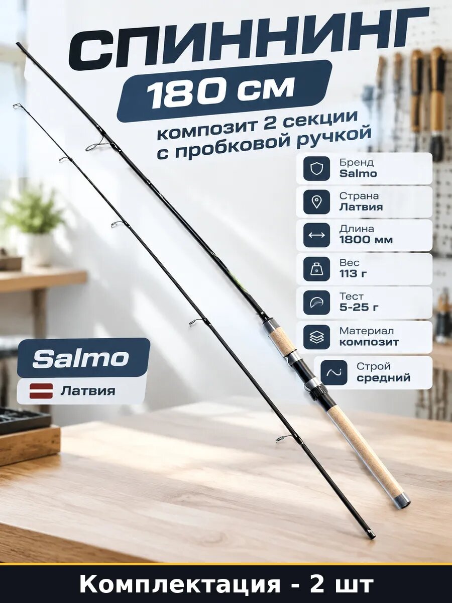 Набор Спиннинговое удилище штекерное 180 см тест 25 г 2 шт