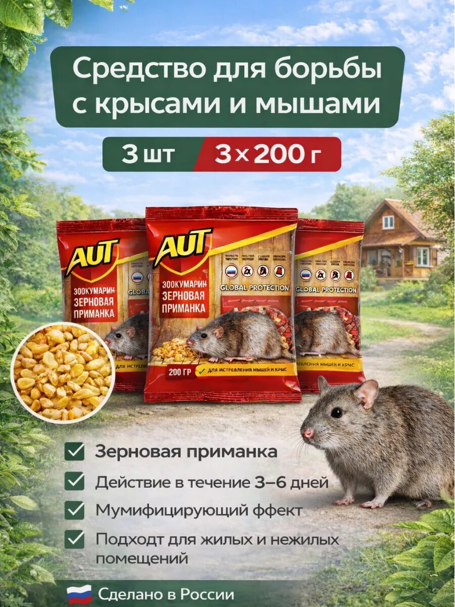 Зерновая отрава от мышей и крыс мумифицирующая 600 г