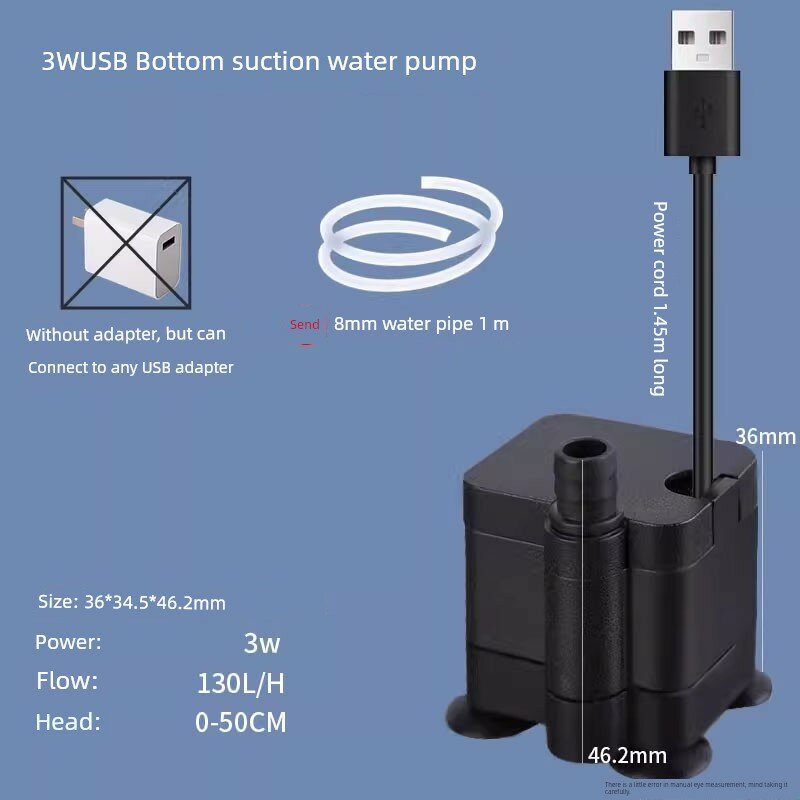 Насос водяной 3 Вт с дном, USB, для питомцев 5В, подъем 50 см