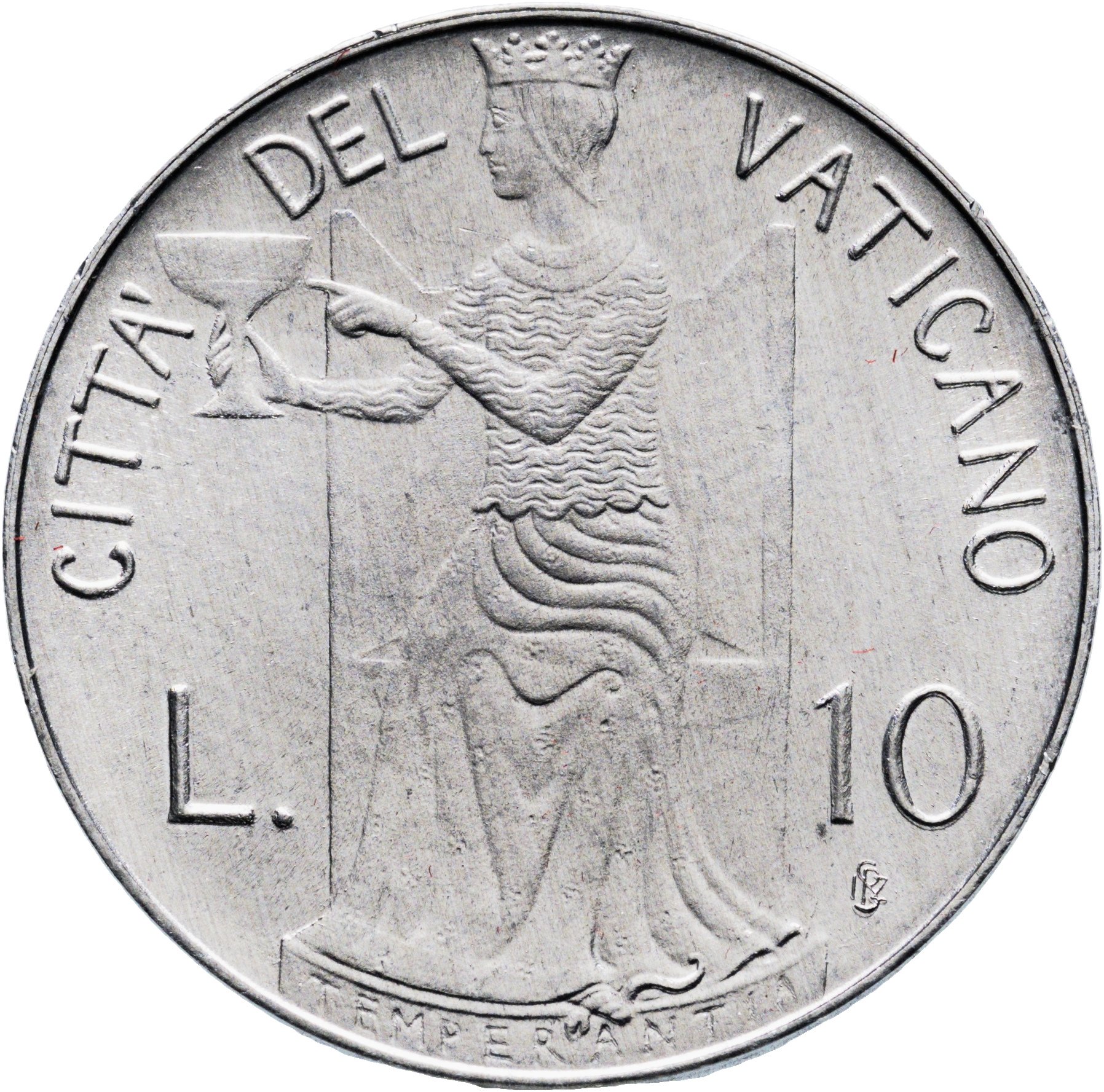 Ватикан 10 лир lire 1979, Алюминий, в сохранности UNC