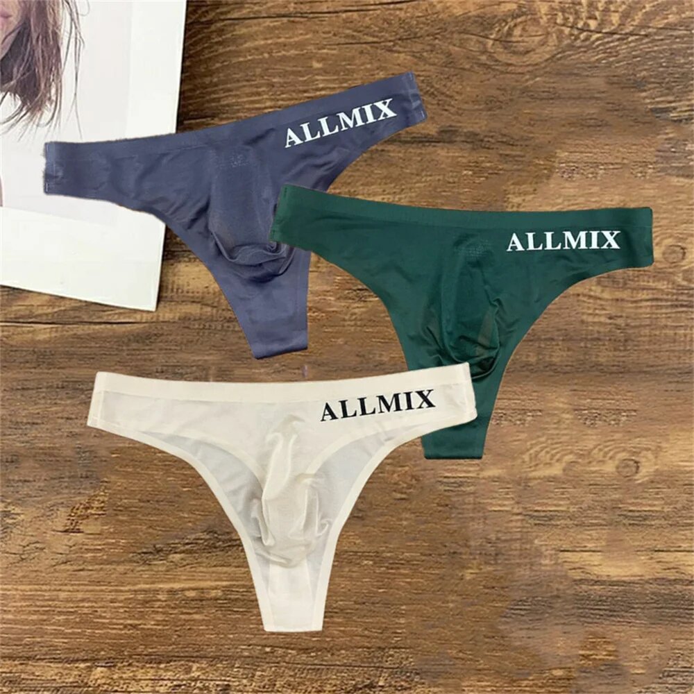 Стринги мужские ALLMIX, 3 шт, серый, зеленый, хаки
