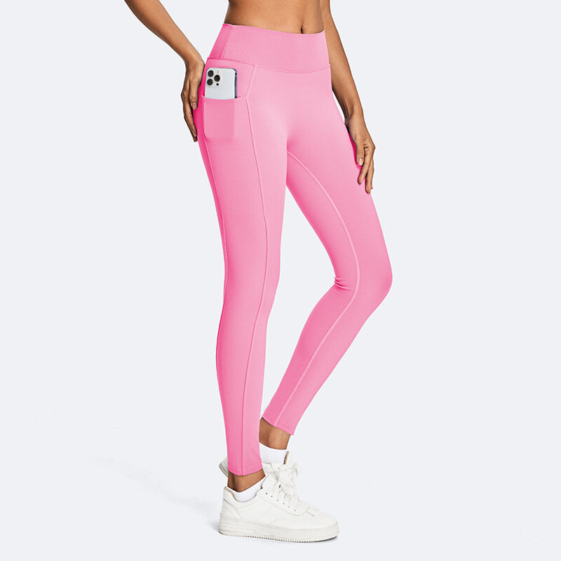 Женский комплект для йоги Bright Pink брюки с высокой талией, утягивающий, фитнес, одежда для спорта размер L