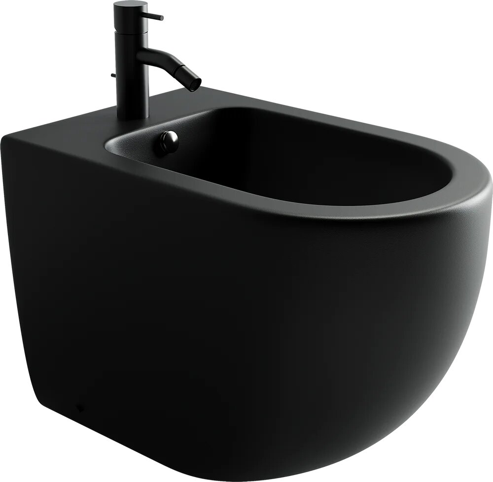 Биде напольное Ceramicanova Метрополь (Metropol) CN4005MB черное, матовое, фарфор, овальное, со встроенным сливом-переливом