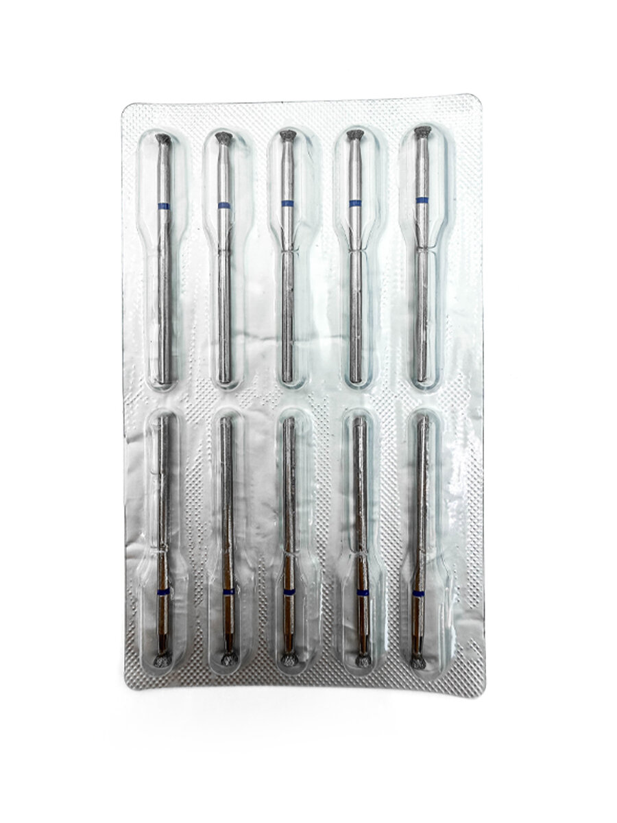 Бор стоматологический для прямого наконечника, форма обратноконусная, средней зернистости, d= 3,3, длина 45 мм, 10 шт