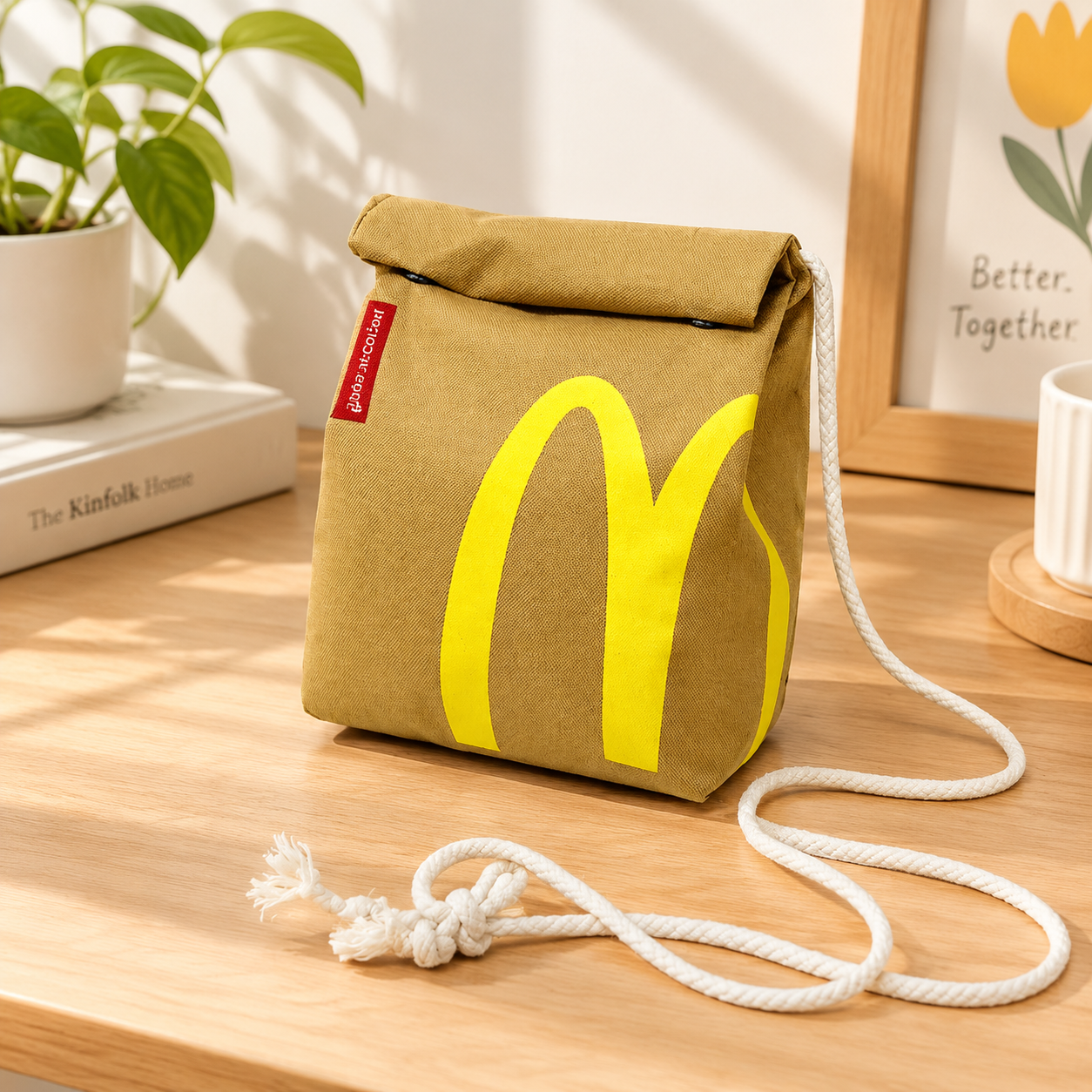 Рюкзак McDonald`s, школьный, унисекс, для средней и старшей школы, бежевый, нейлон (Объем: 13 л)