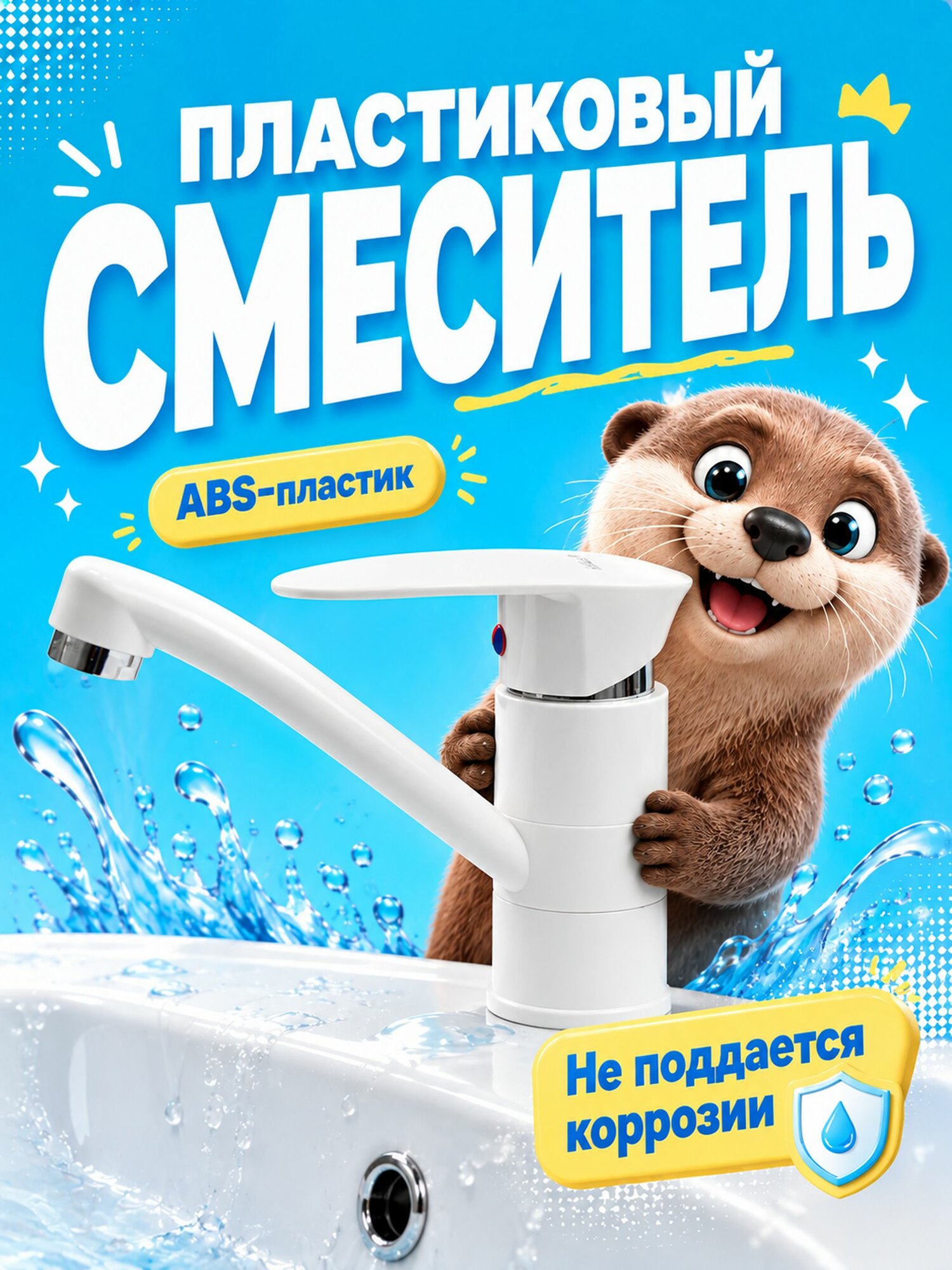 Смеситель для раковины умывальника в ванную белый