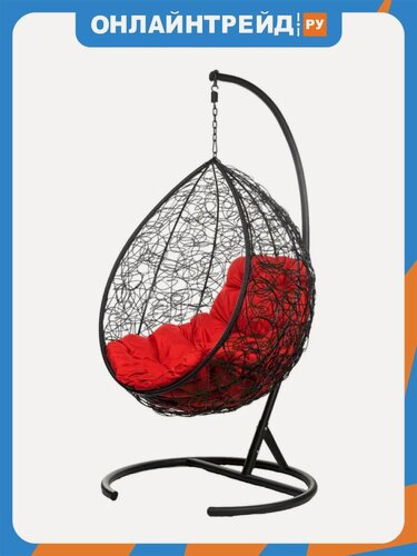 Изображение товара Подвесное кресло кокон Bigarden Tropica Black (красная подушка)