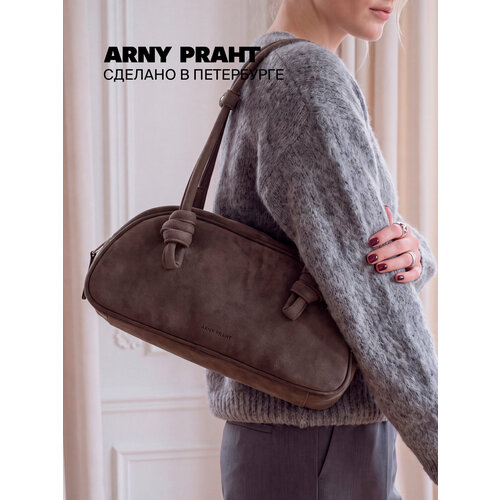 фото Сумка багет arny praht node (нод), фактура бархатистая, коричневый