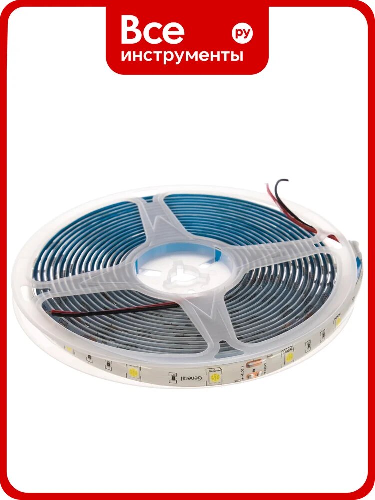 Лента светодиодная General Lighting Systems GLS-5050-30-7.2-12-IP65-6, 5 метров, 7,2Вт/м, 12В, SMD5050, 10мм, 30 диодов/м, 12 Лм/м, IP65, 6500К - холодный белый 5021