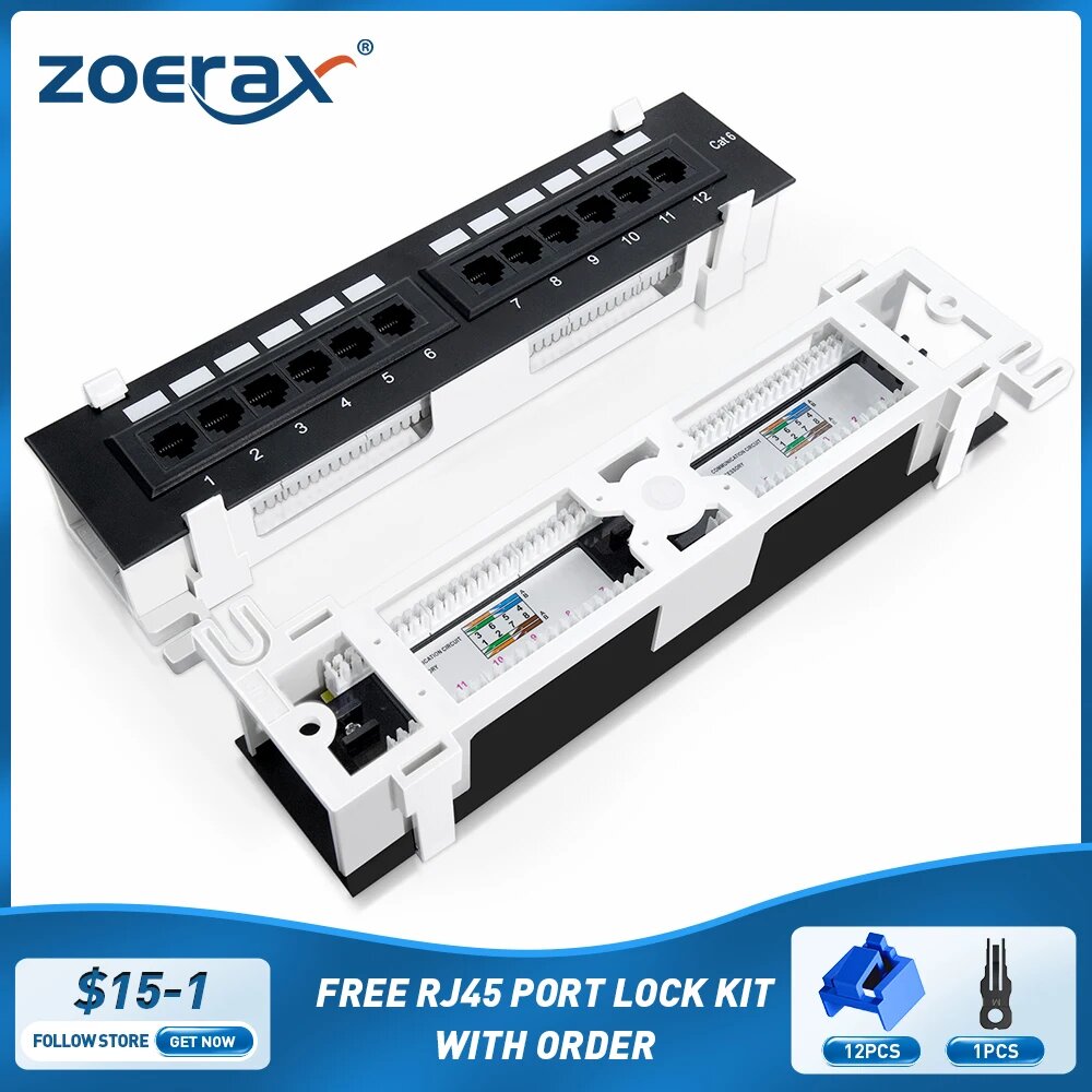 ZoeRax Mini 12-портовая вертикальная патч-панель CAT6