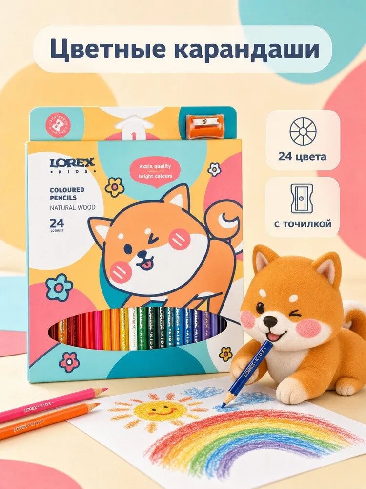 Набор цветных карандашей LOREX KIDS 24 цветов