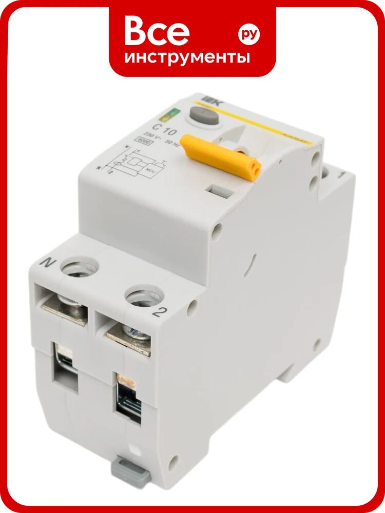 Уздп c автоматическим выключателем IEK KARAT 1P+N C 10A KA-DP11-1-010-C