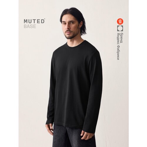 фото Лонгслив muted base из хлопкового джерси, размер l, , черный