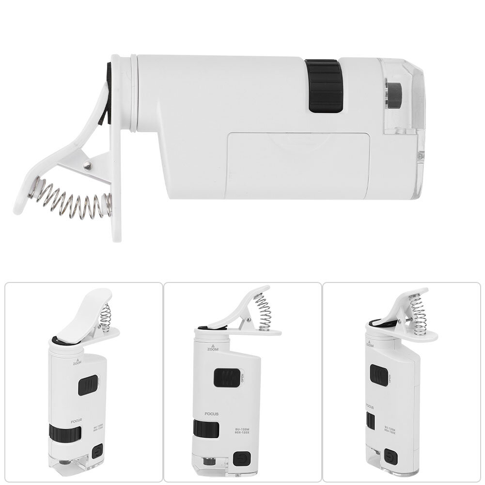 Мини микроскоп для телефона, 80-120X увеличение, USB LED освещение, для ювелирной проверки