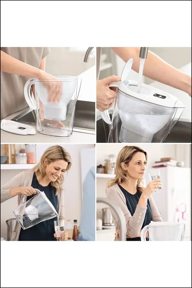 BRITA Marella XL Эксклюзивный белый кувшин с фильтром для очистки воды, 3.6 л, 1 сменный картридж