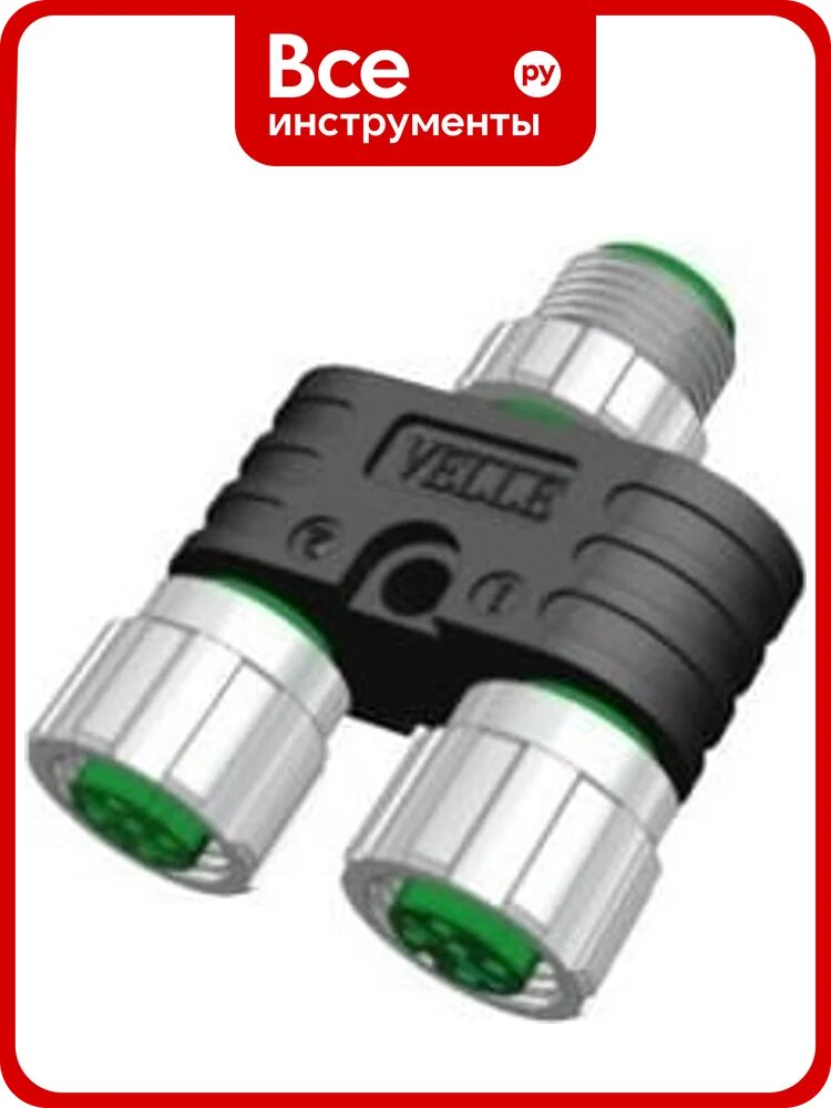 Соединитель VELLEDQ Y-M12-M05/2F05B, Вилка / 2 розетки, Y-образный, ПластикIP6760 AC/DC, 08-00025035