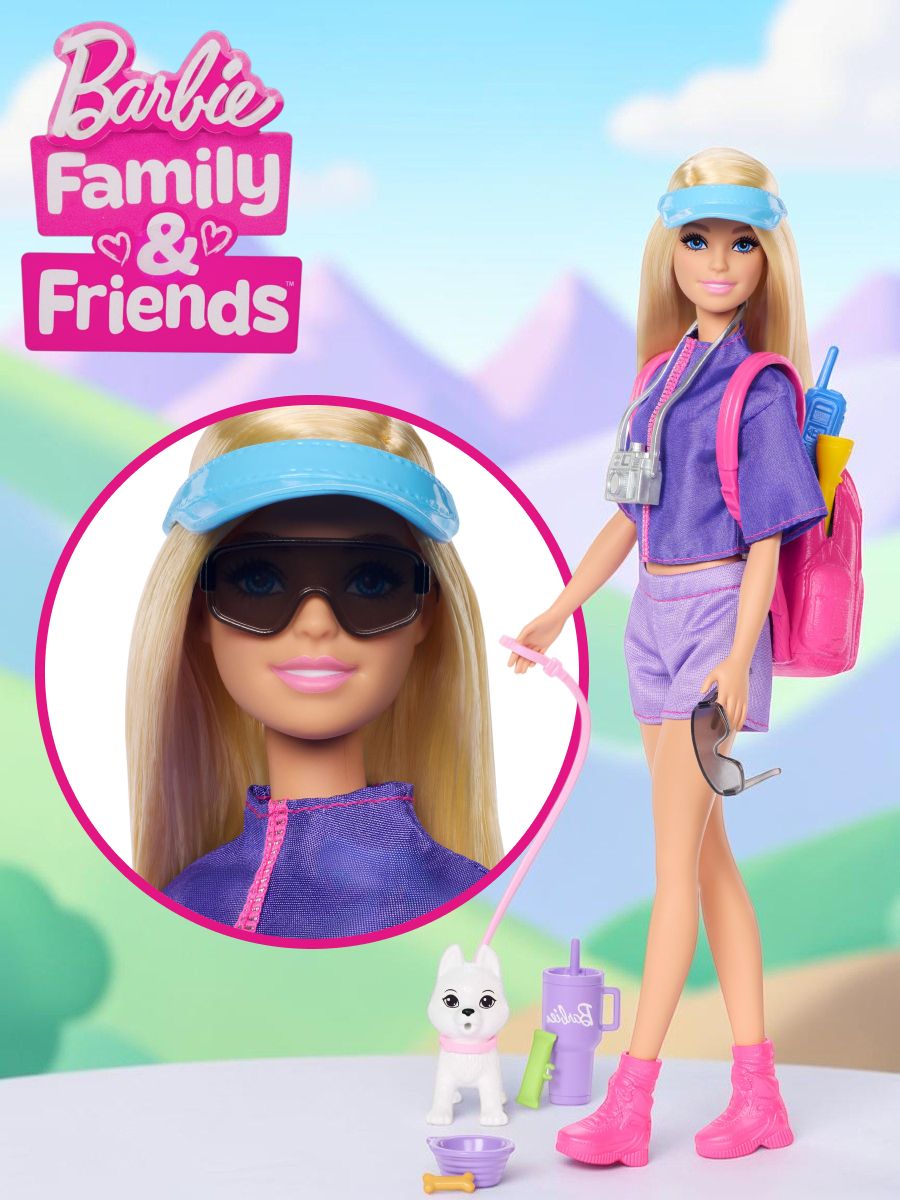 Barbie Mattel кукла Малибу Барби аксессуары для кемпинга и фигурка собаки JJV59