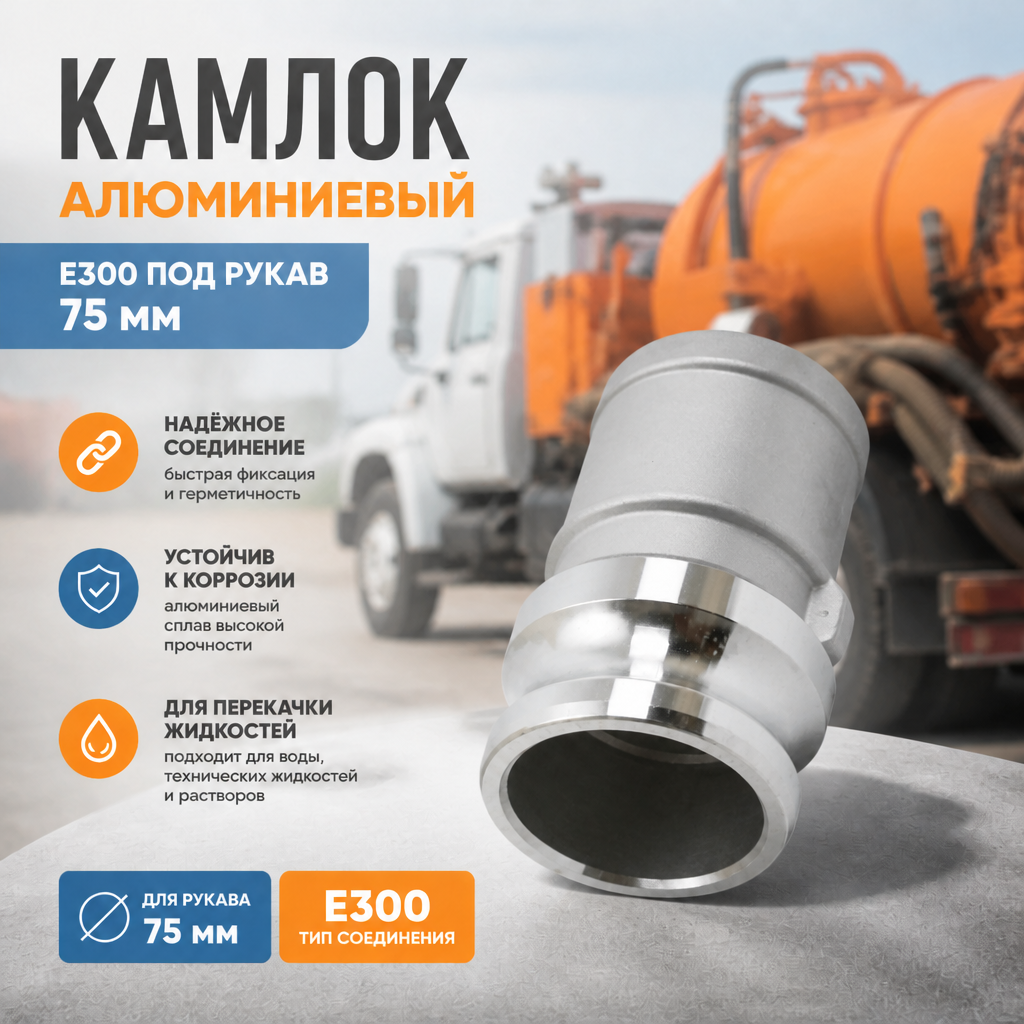 Камлок алюминиевый/камлок Е 300/камлок 75мм/для рукава 75мм/камлок тип Е