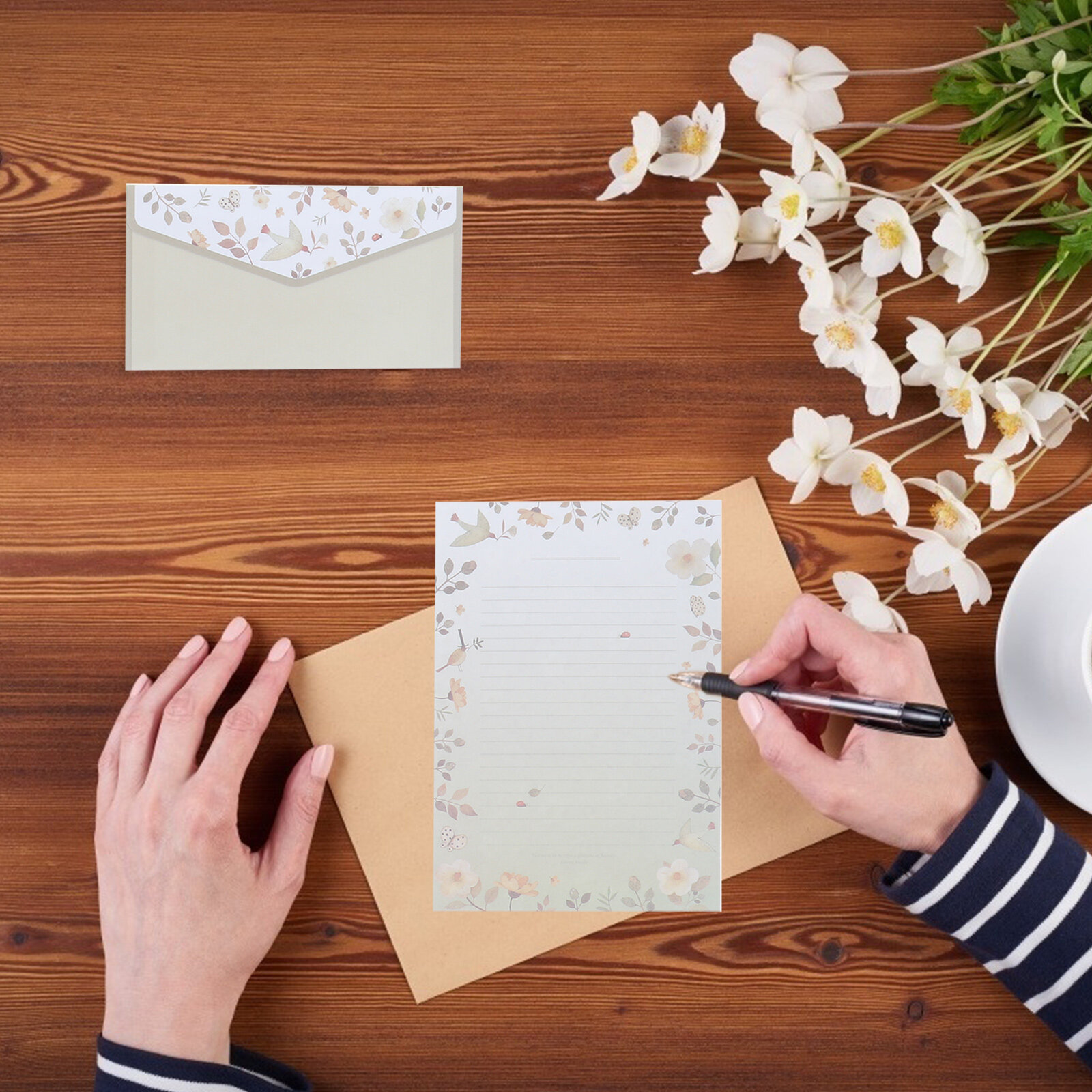 Набор Из 5 Штук Бумаги Для Писем С Цветочным Рисунком И Конвертов ВLovely Writing Stationery Kit Для Школы 20 8X14 1 Cm