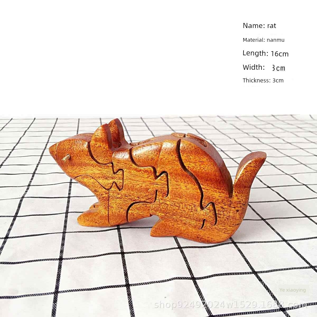 Деревянная головоломка зодиака с изображением крысы для образовательной игры, традиционная китайская головоломка для