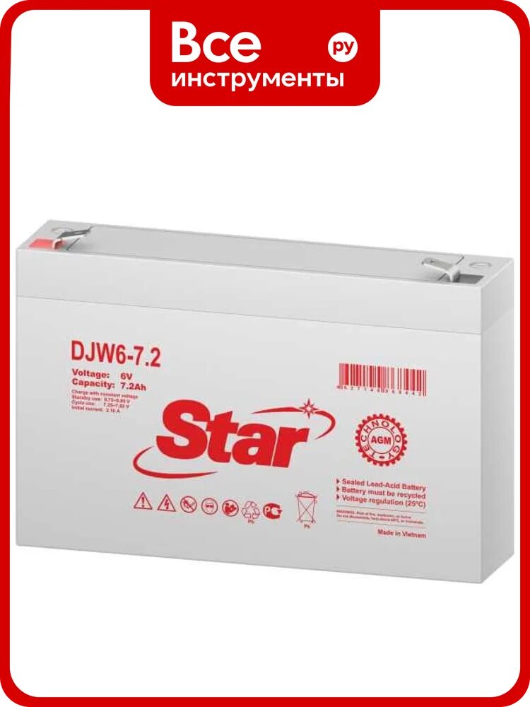 Аккумулятор для ИБП DJW6-7.2 6 В, 7.2 А*ч Star УТ-00002523