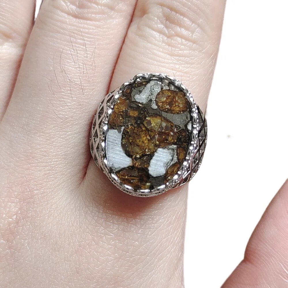 Серебряное кольцо из метеорита Brenham