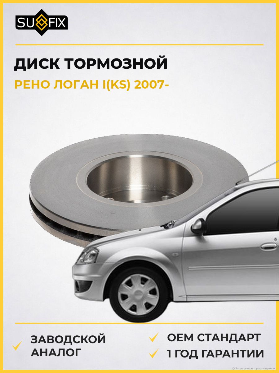 Диск тормозной вентилируемый передний SUFIX FX1034 Рено Логан I Renault Logan I KS 2007