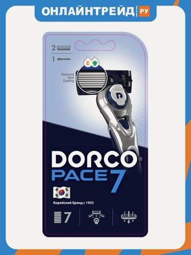 Изображение товара Бритвенный станок Dorco Pace 7, 2 сменные кассеты.