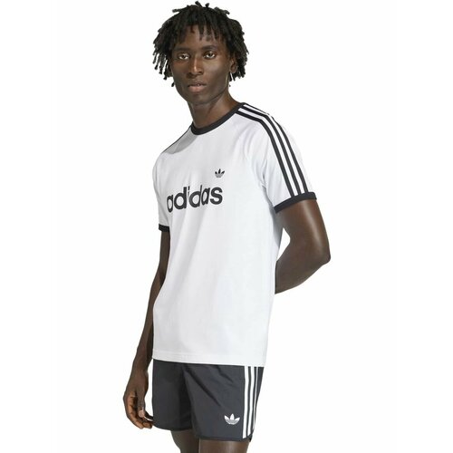 фото Футболка спортивная adidas 3-stripes slim ringer t-shirt, размер l, белый