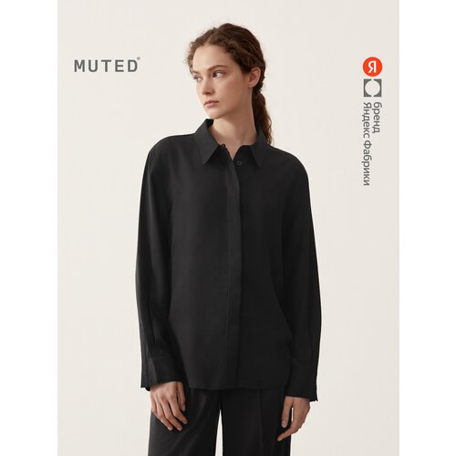 фото Рубашка muted прямого кроя из лиоцелла с потайной застёжкой, размер 4xl, черный