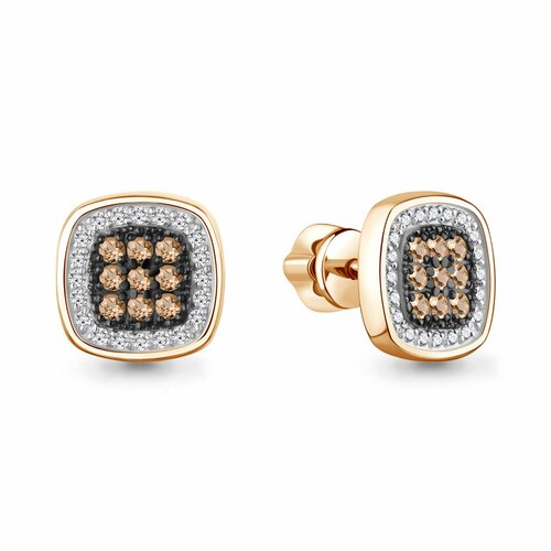фото Серьги diamant online, красное золото, 585 проба, бриллиант, длина 1 см, , желтый
