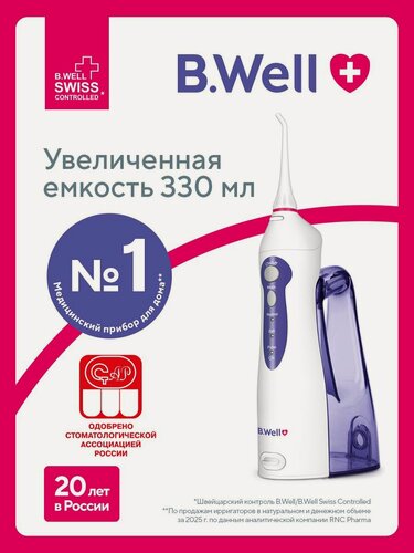 Изображение товара Ирригатор для полости рта портативный B.Well WI-911 с увеличенной емкостью 330 мл