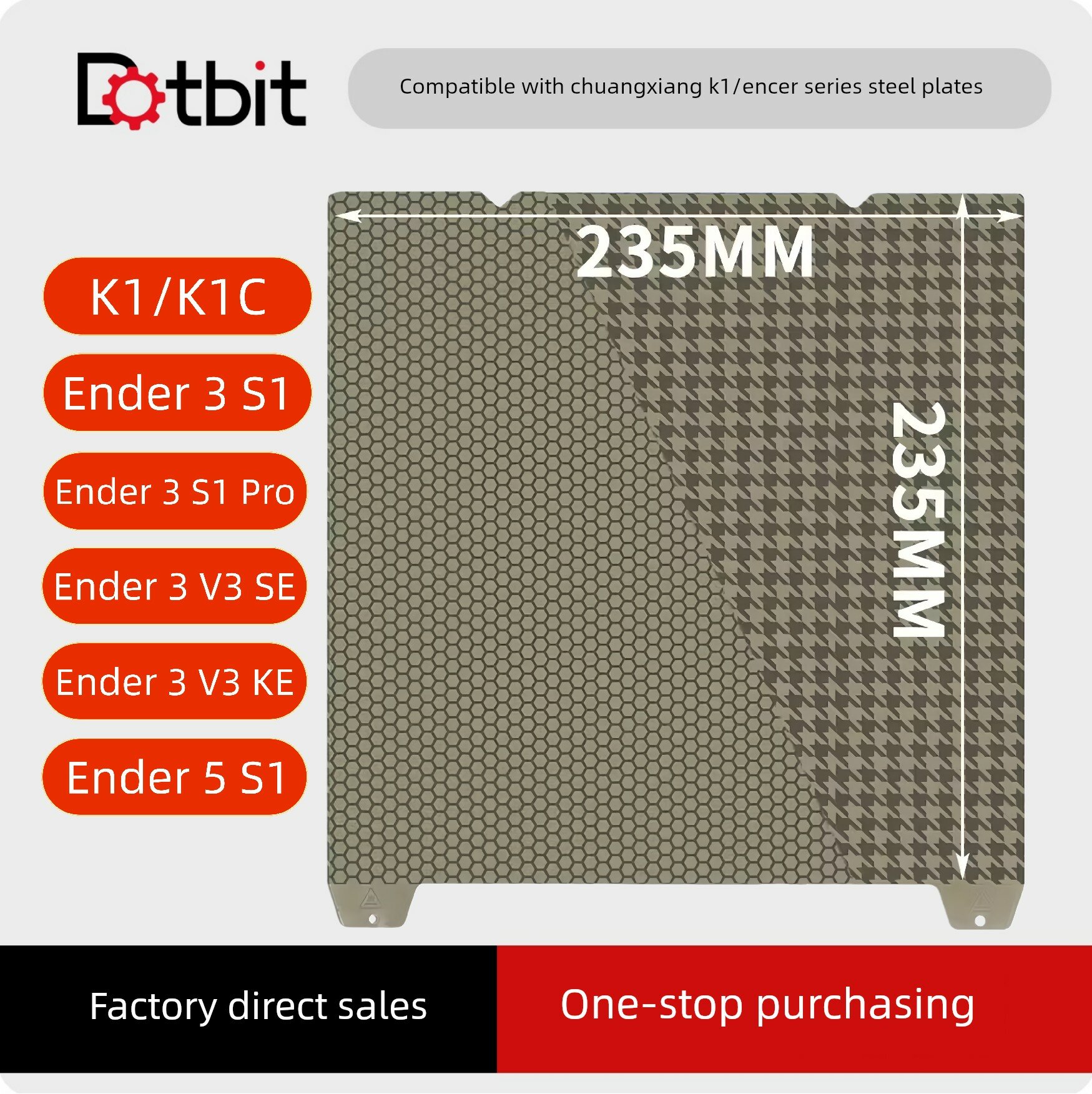Подходит для 3D-принтеров TZ Bamboo A1mini/Creality K1/K1C, платформа для 3D-печати из пружинной стали с покрытием,