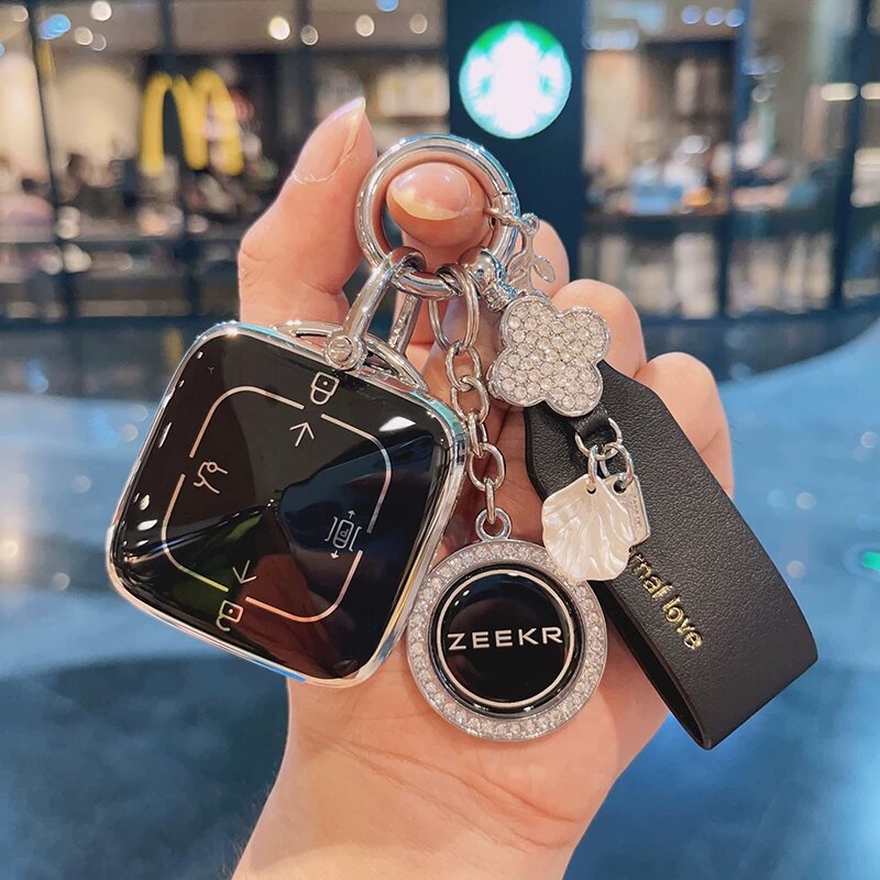 ZEEKR NFC кард-ключ в светлом черном цвете с французской веревкой и алмазным галстуком
