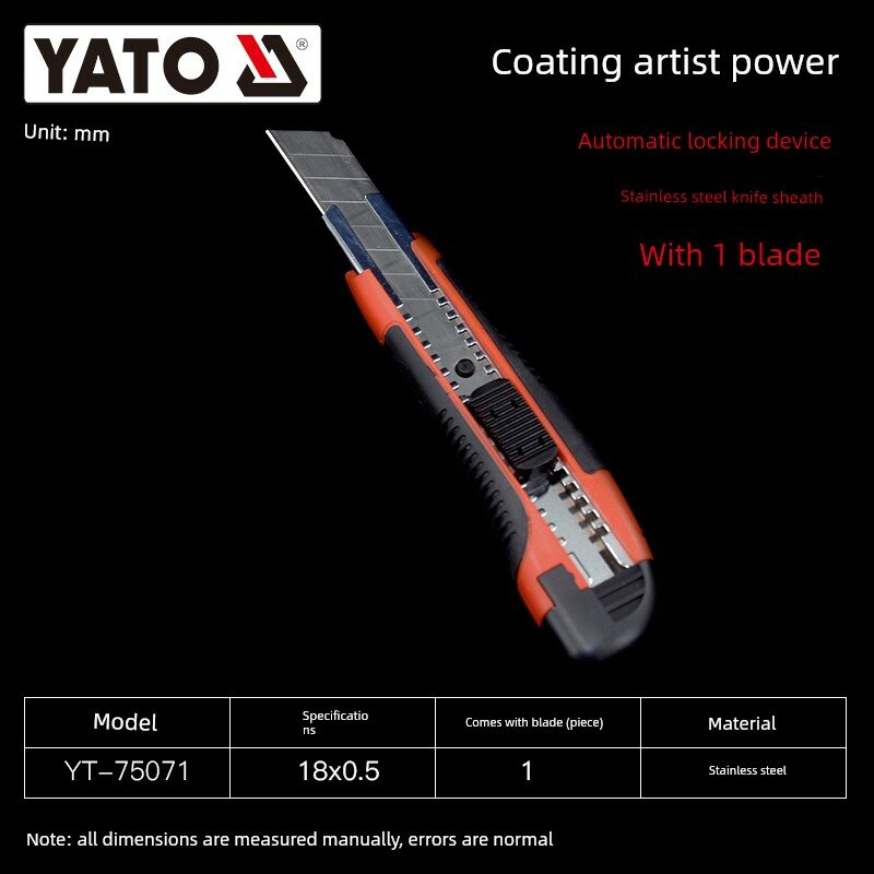 Утилитный нож с резиновой ручкой YATO YT-75071 18x0.5 мм — комплект 1 шт