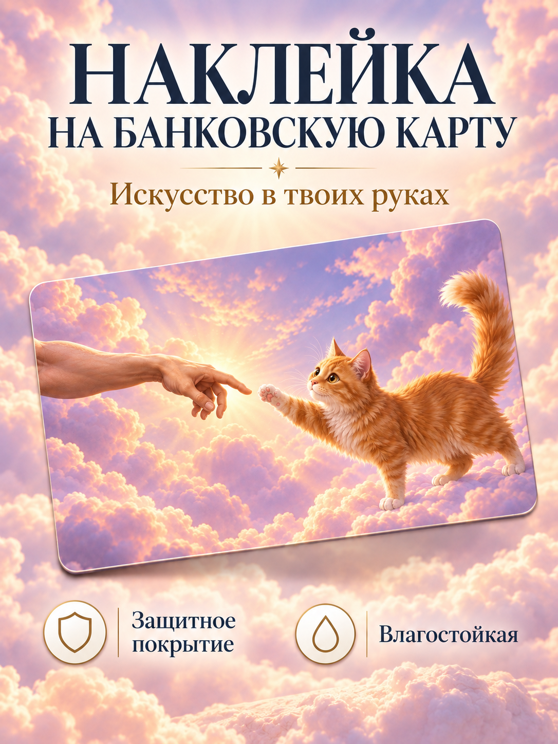 Наклейка на карту банковскую Кот Микеланджело