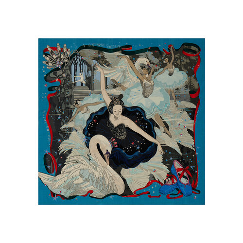 Платок ELEGANZZA для женщин,120х120 см, синий