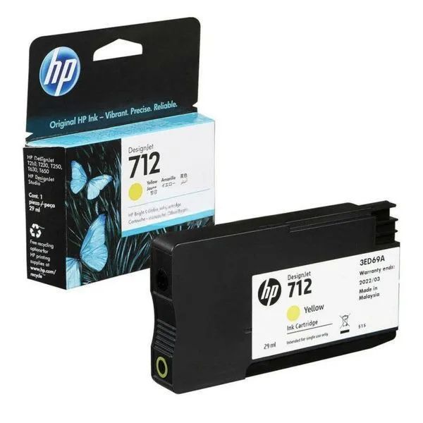 Картридж HP 3ED69A №712 желтый