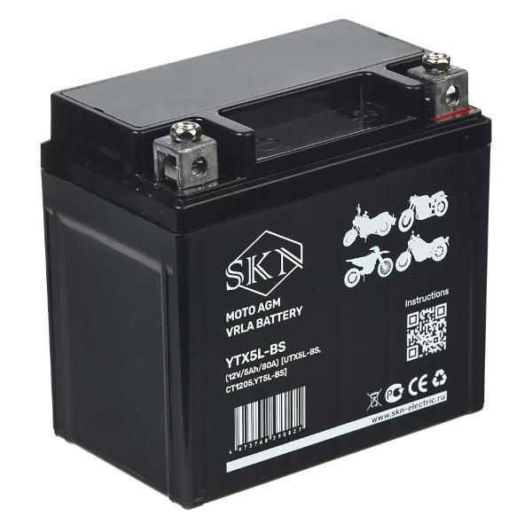 Аккумулятор для мототехники SKN YTX5L-BS (12V/5Ah/80A)