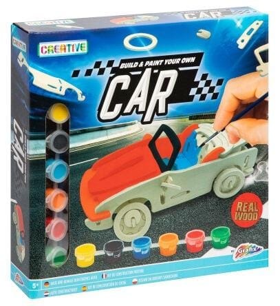 Игрушка Icom деревянная строительная машина, 6 красок, кисть
