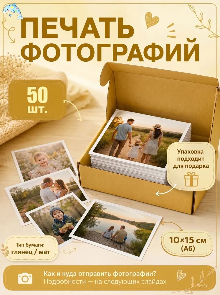Постер "Печать фото 10х15 - 50 шт.", 15х10 см