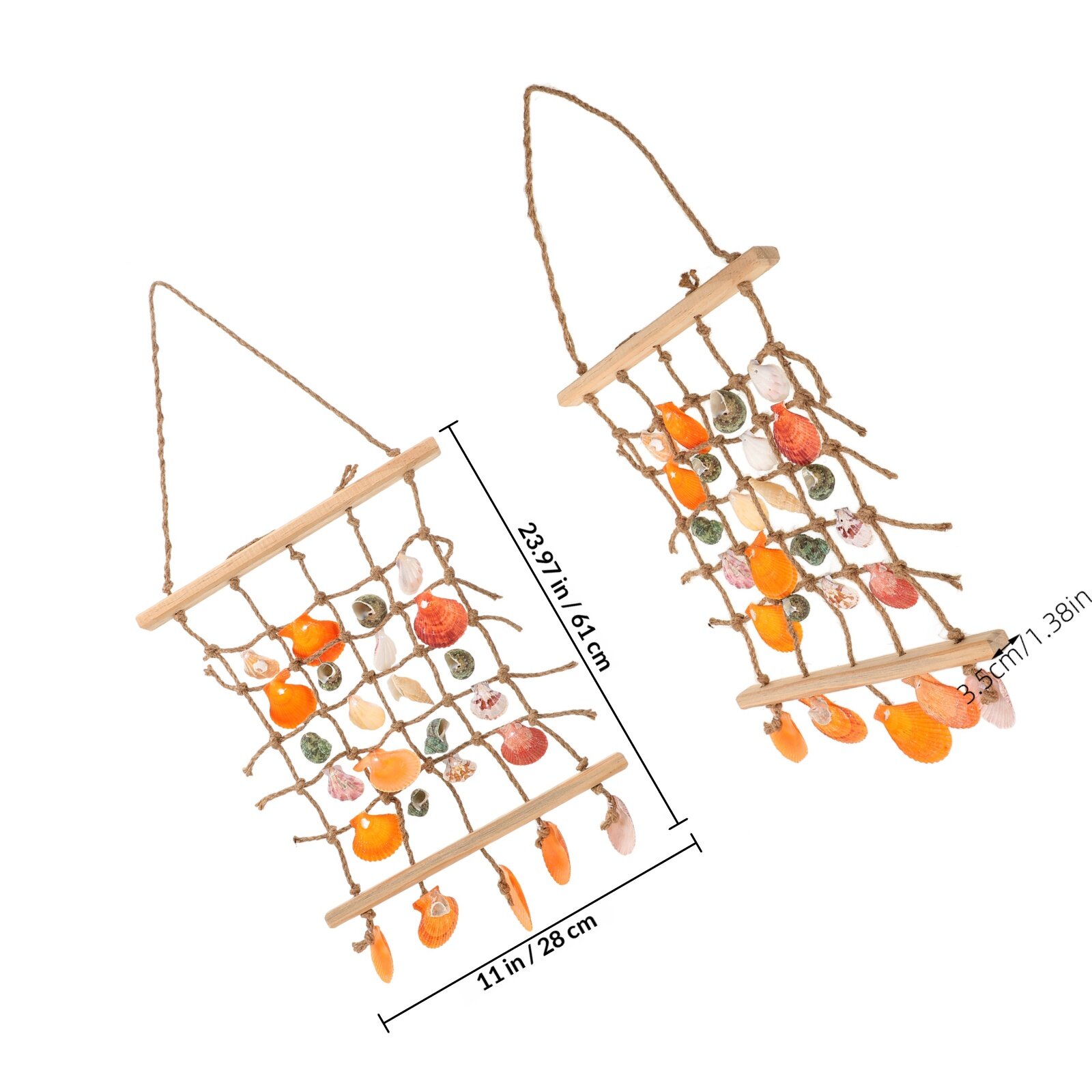 Украшение Из Ракушек Макраме Подвеска Для Стены 61.00X28.00X3.50Cm