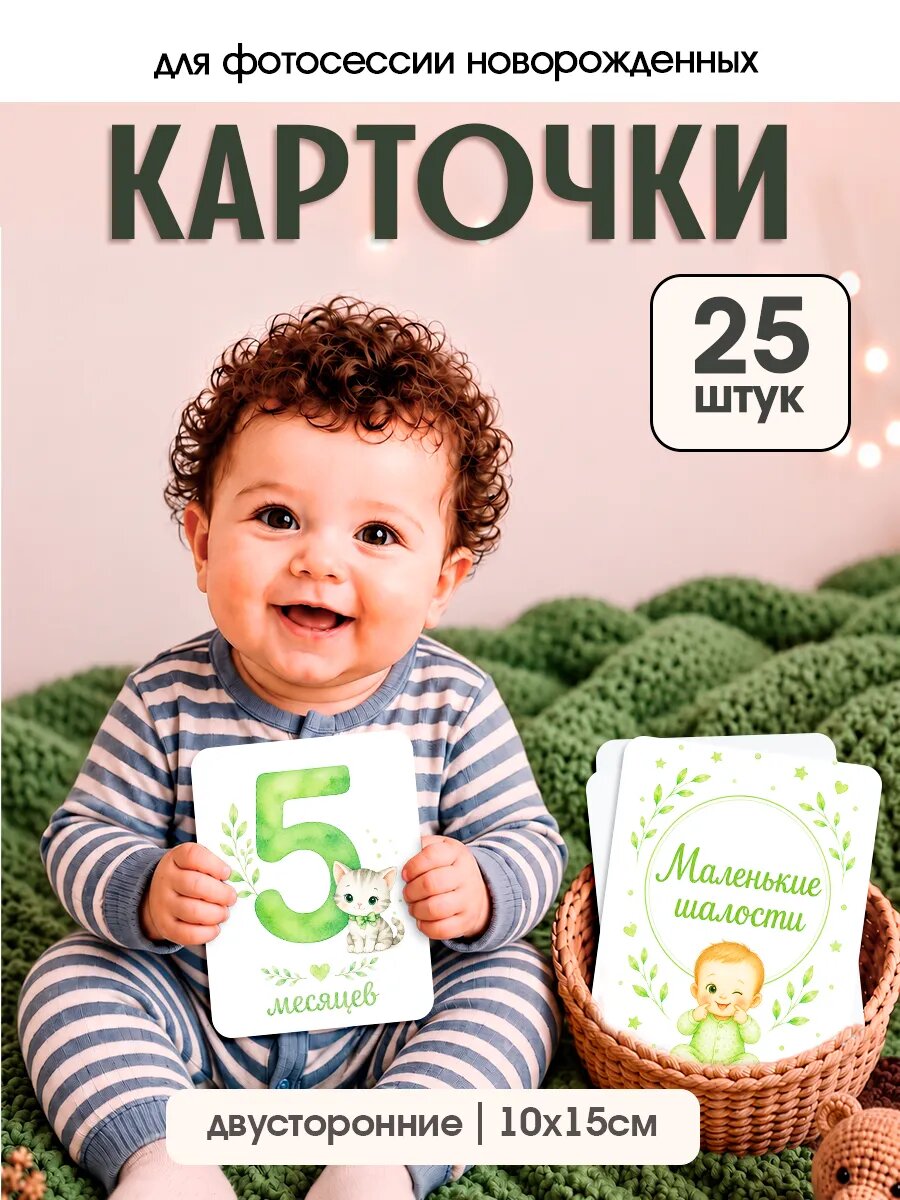 Карточки для новорожденных для фотосессии по месяцам