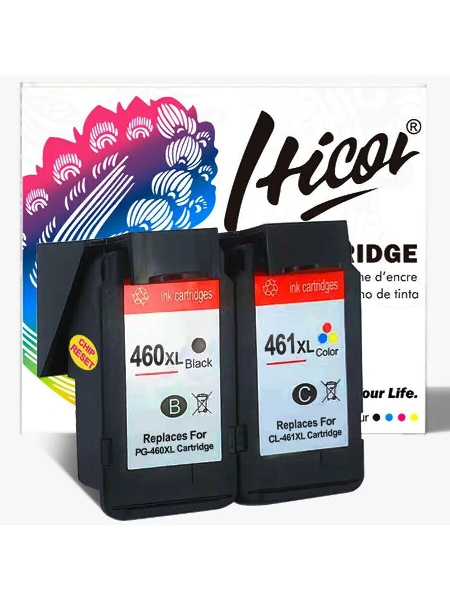 Чернила Hicor для струйного принтера, набор CMYK, 2 шт, совместимые, объем 33 мл