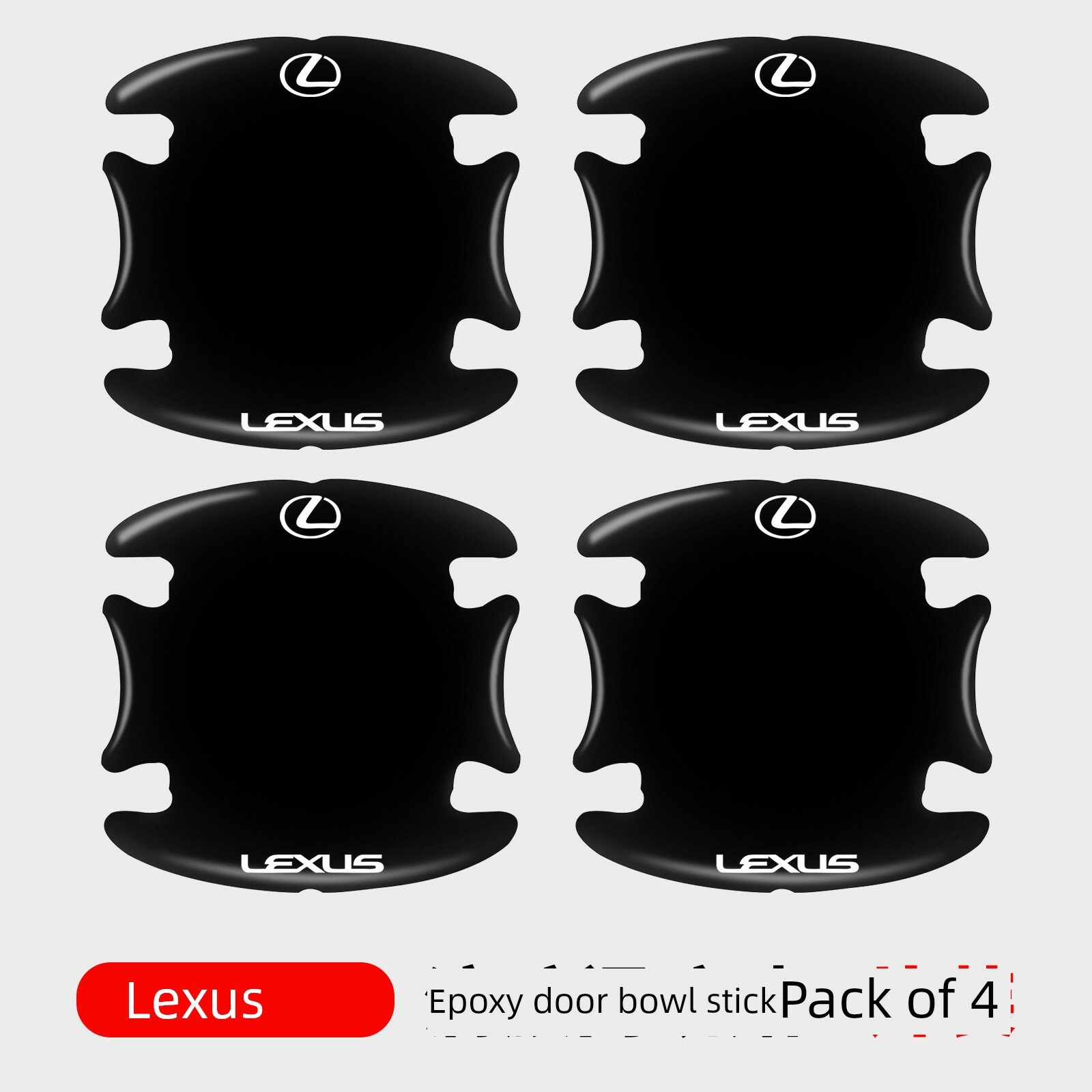 Набор черных наклеек для дверных валиков с логотипом Lexus Black 4 шт для защиты дверей моделей ES200 RX350h NX UX